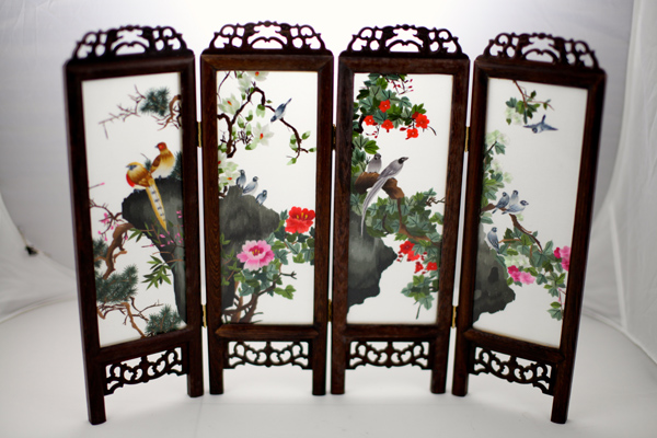 双面绣小台屏915 鸡翅木高档刺绣精品 4丝绣制