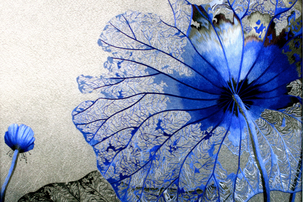 《蓝荷》精品刺绣作品   2-4丝绣制